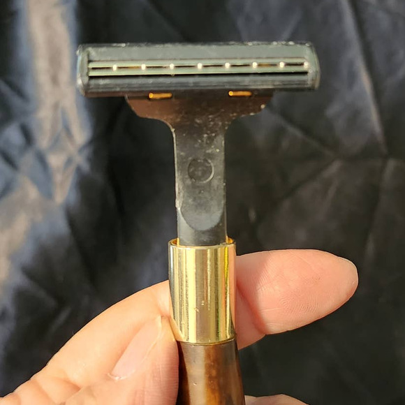 Vintage Carved Horse Head Razor Shaver Gold Accents Rhinestones Gillette Blades - Picture 5 of 9